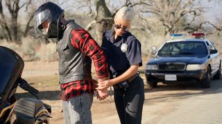 Lustful blonde police officer arrests a guy and touches his XXX bulge Lustful blonde police officer arrests a guy and touches his XXX bulge