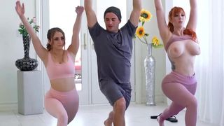 Cock sucking yoga ends in explosive hot MILF threesome with Penelope Kay and Lauren Phillips, XXX Video