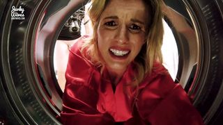 Sexy Stepmom Stuck in Dryer, Fucked Hard by Brave Son - Family, XXX Video