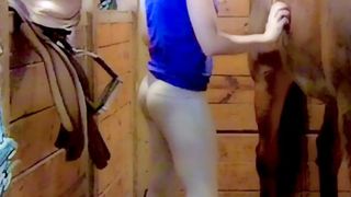 My Gorgeous Wife's Dirty work in the Stable - A Sweaty and Sexy Show
