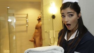 Two sexy Latina maids bang a big cock for a big paycheck!