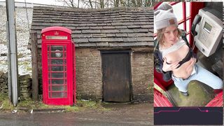 Cumming hard in public red telephone box with Lush remote controlled vibrator in English countryside