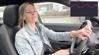 Cumming hard in public drive thru with Lush remote controlled vibrator