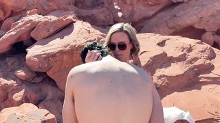 Horny Wife Gets Fucked in the Desert on a Public Hike While Cuck Husband Films the Action
