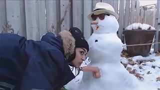 Naughty Sister Takes Snowman's Cock After Losing New Year's Bet
