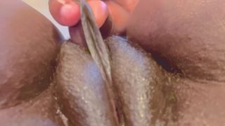 Busty Ebony MILF Rubs Her Huge Clit and Wet Pussy to Hard Squirting