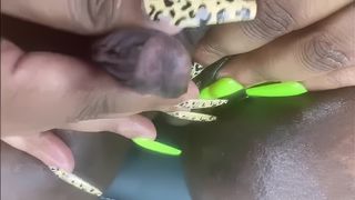 Busty Ebony MILF Fingering Her Huge Clit and Wet Pussy to Hard Squirting