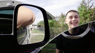 Amateur boy flirts with slut whose XXX rack is hanging out of window