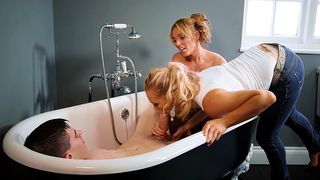 Rebecca Moore and Stacey Saran in Hot Bathtub Fun with Jordi's Massive Cock!