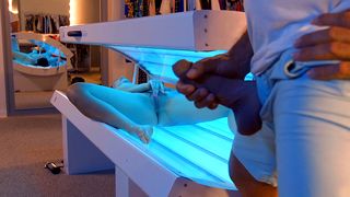 XXX Video ~ Horny latina Violet Starr gets caught masturbating in the tanning bed