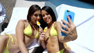 Jenna Sativa & Megan Rain's Smoking Hot Bikini Lesbian Selfie Fun, XXX Video