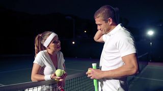 **Porn Star Megan Rain's Wet & Wild Tennis Match with Titties Explosion**